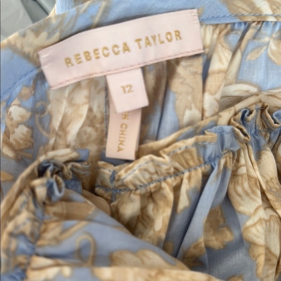 Rebecca Taylor Maxi Floral Print A-Line Scoop Neck Puff Short Sleeve Dress Sz L - Picture 15 of 15